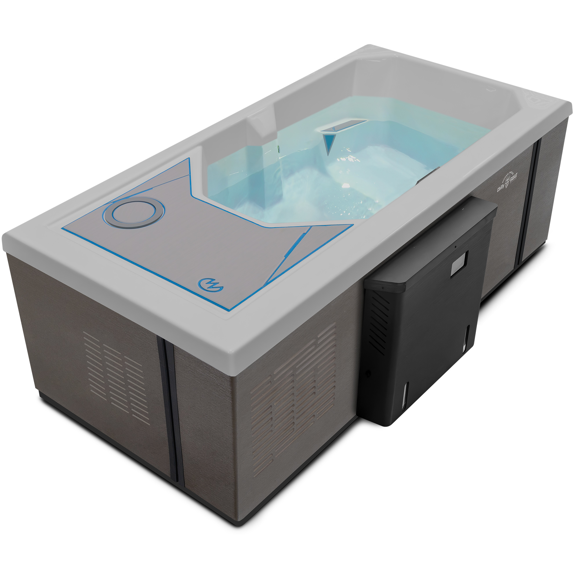 Cold tub with water on a white background