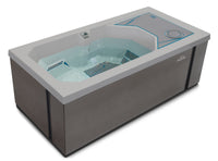 Cold tub with water and bubbles on a white background