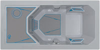 Gray cold tub with blue accent lines on a white background